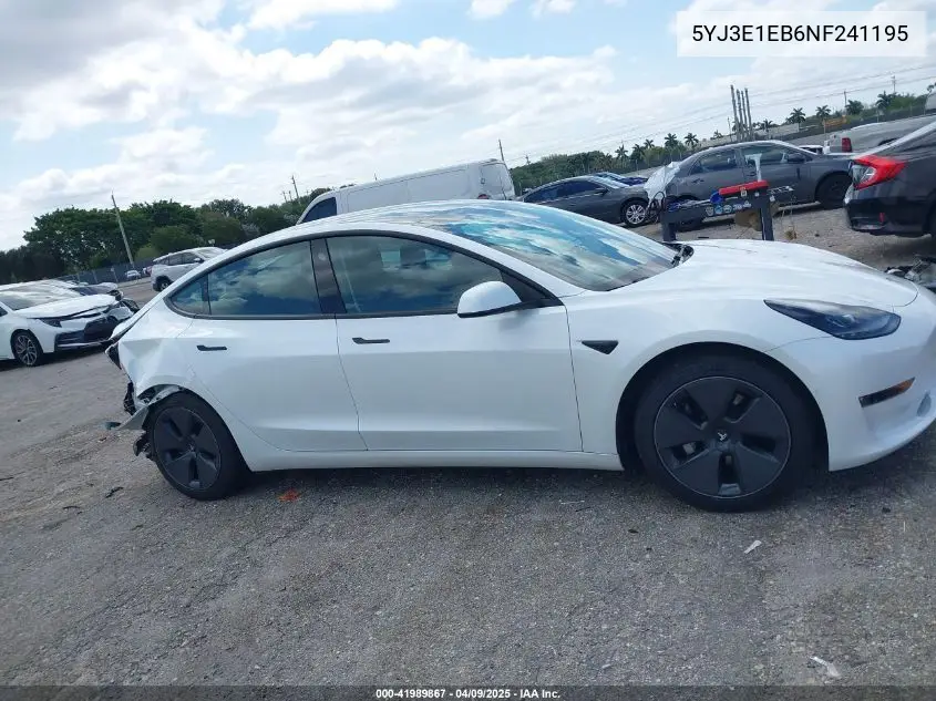 2022 Tesla Model 3 Long Range Dual Motor All-Wheel Drive VIN: 5YJ3E1EB6NF241195 Lot: 41989867