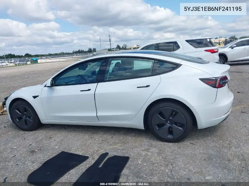 2022 Tesla Model 3 Long Range Dual Motor All-Wheel Drive VIN: 5YJ3E1EB6NF241195 Lot: 41989867