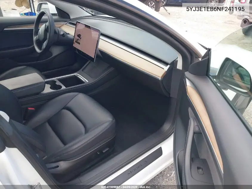 2022 Tesla Model 3 Long Range Dual Motor All-Wheel Drive VIN: 5YJ3E1EB6NF241195 Lot: 41989867
