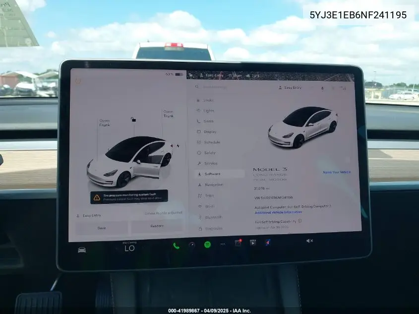 2022 Tesla Model 3 Long Range Dual Motor All-Wheel Drive VIN: 5YJ3E1EB6NF241195 Lot: 41989867