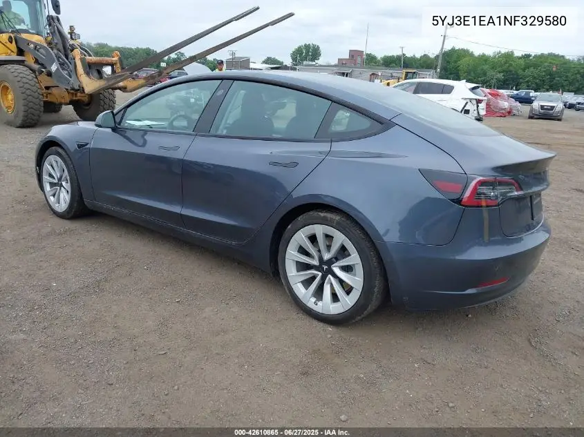 2022 Tesla Model 3 Rear-Wheel Drive VIN: 5YJ3E1EA1NF329580 Lot: 42610865