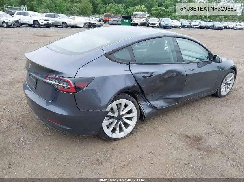 2022 Tesla Model 3 Rear-Wheel Drive VIN: 5YJ3E1EA1NF329580 Lot: 42610865