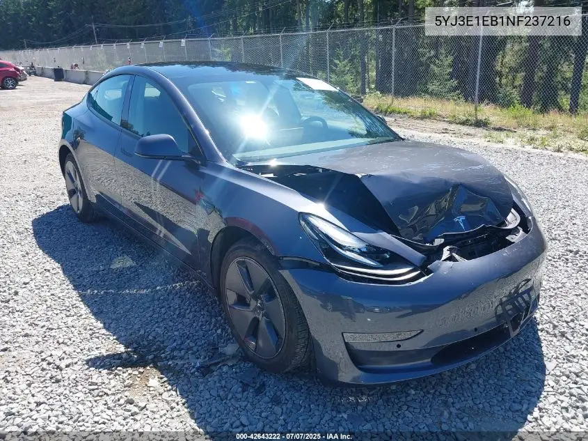 2022 Tesla Model 3 Long Range Dual Motor All-Wheel Drive VIN: 5YJ3E1EB1NF237216 Lot: 42643222