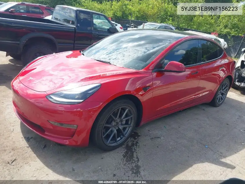 2022 Tesla Model 3 Long Range Dual Motor All-Wheel Drive VIN: 5YJ3E1EB9NF156223 Lot: 42645789