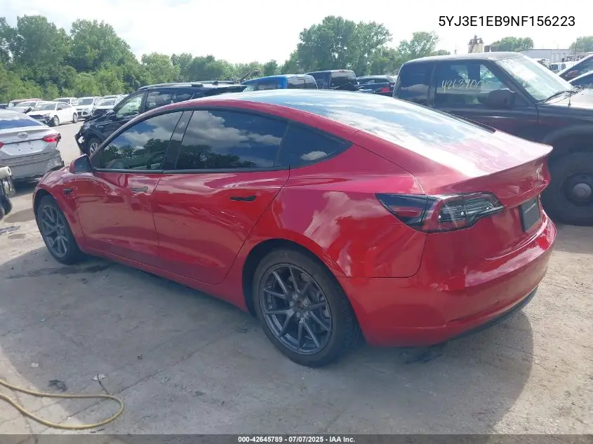 2022 Tesla Model 3 Long Range Dual Motor All-Wheel Drive VIN: 5YJ3E1EB9NF156223 Lot: 42645789