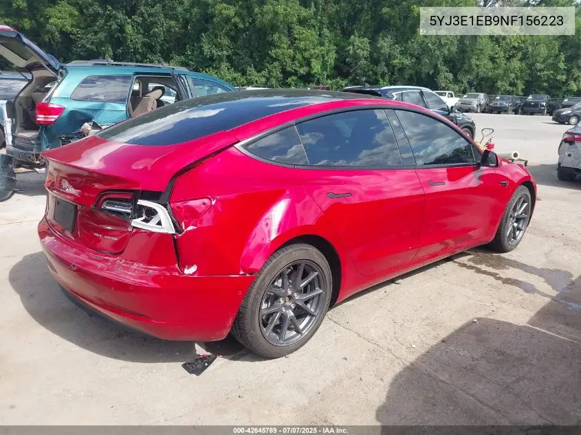 2022 Tesla Model 3 Long Range Dual Motor All-Wheel Drive VIN: 5YJ3E1EB9NF156223 Lot: 42645789