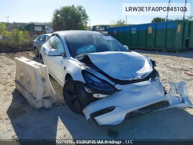 2023 Tesla Model 3 VIN: LRW3E1FA0PC845103 Lot: 12274295