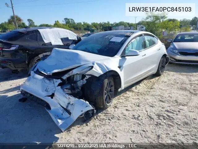 2023 Tesla Model 3 VIN: LRW3E1FA0PC845103 Lot: 12274295
