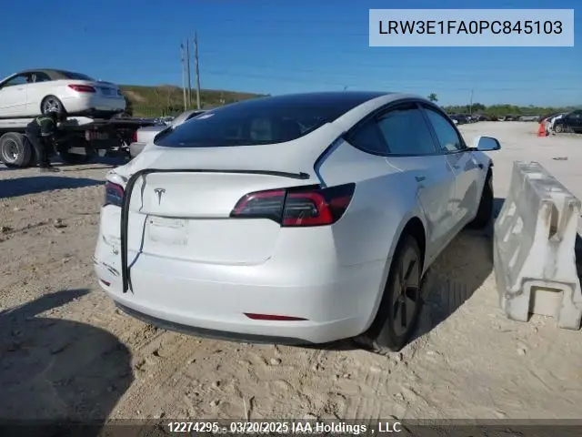 2023 Tesla Model 3 VIN: LRW3E1FA0PC845103 Lot: 12274295