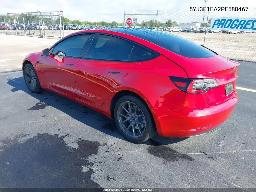 2023 Tesla Model 3 Rear-Wheel Drive VIN: 5YJ3E1EA2PF588467 Lot: 42254921