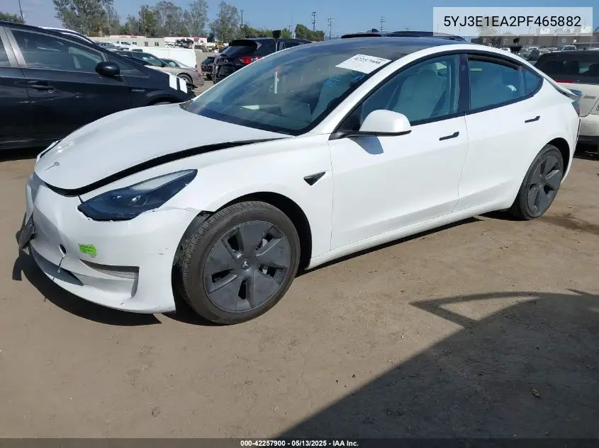 2023 Tesla Model 3 Rear-Wheel Drive VIN: 5YJ3E1EA2PF465882 Lot: 42257900