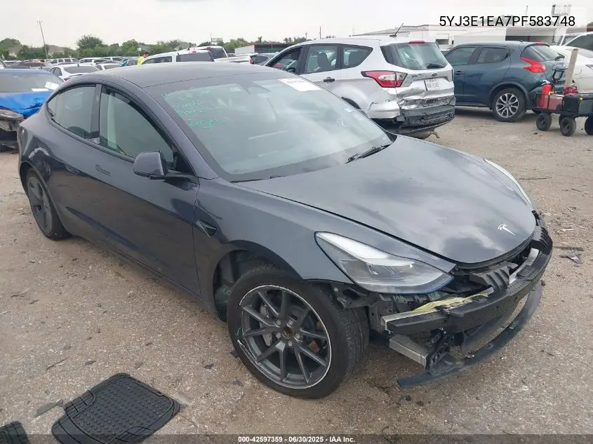 2023 Tesla Model 3 Rear-Wheel Drive VIN: 5YJ3E1EA7PF583748 Lot: 42597359