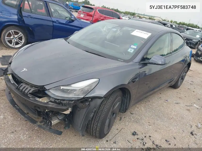 2023 Tesla Model 3 Rear-Wheel Drive VIN: 5YJ3E1EA7PF583748 Lot: 42597359