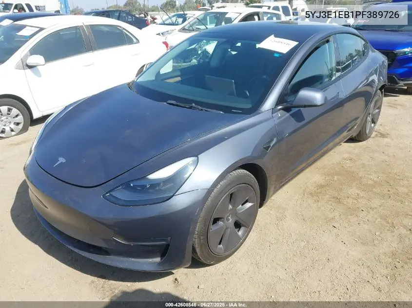 2023 Tesla Model 3 Long Range Dual Motor All-Wheel Drive VIN: 5YJ3E1EB1PF389726 Lot: 42608546