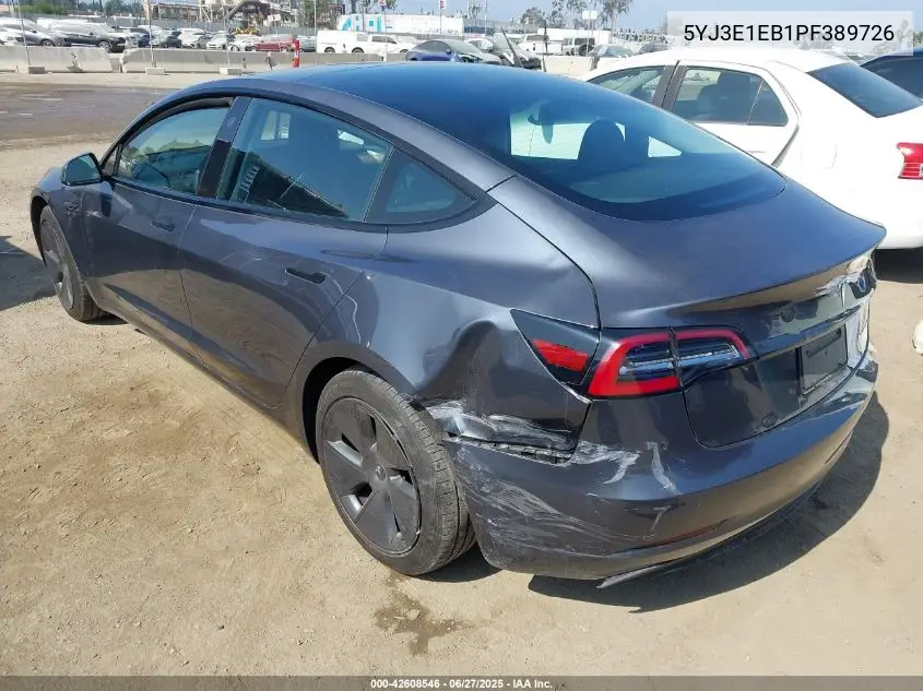 2023 Tesla Model 3 Long Range Dual Motor All-Wheel Drive VIN: 5YJ3E1EB1PF389726 Lot: 42608546