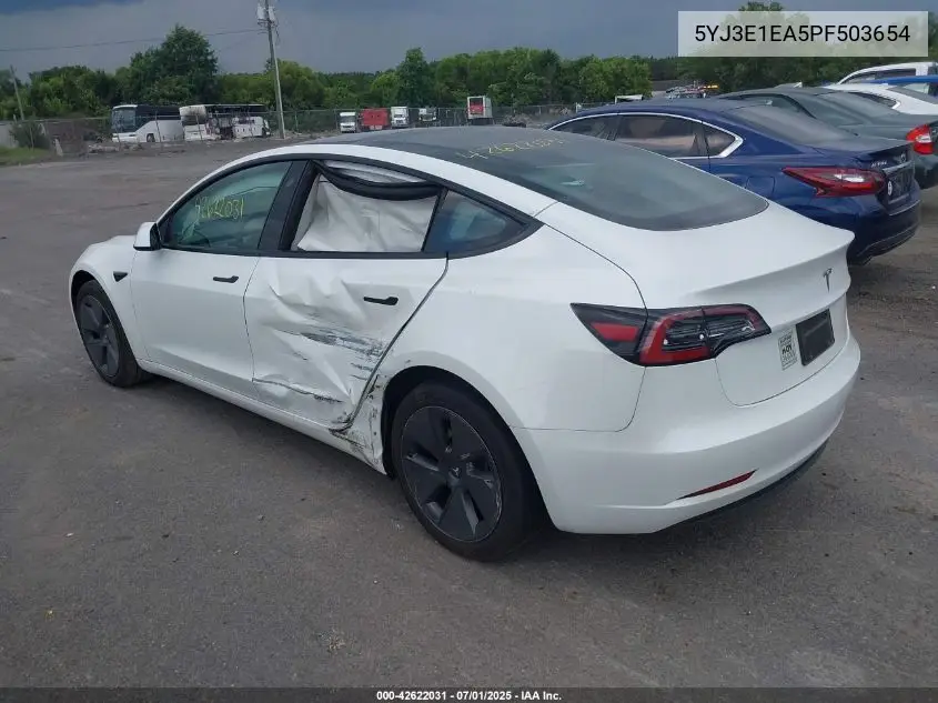 2023 Tesla Model 3 Rear-Wheel Drive VIN: 5YJ3E1EA5PF503654 Lot: 42622031