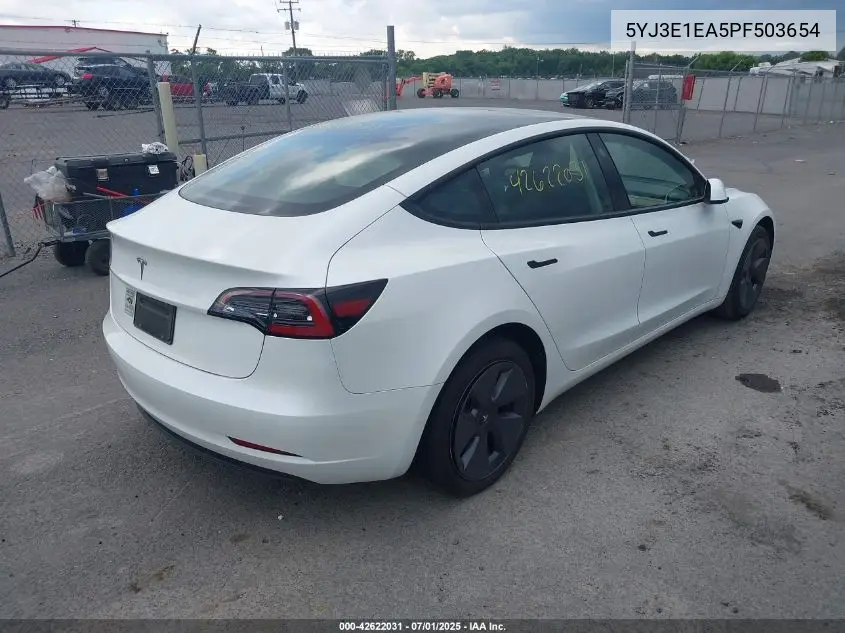 2023 Tesla Model 3 Rear-Wheel Drive VIN: 5YJ3E1EA5PF503654 Lot: 42622031
