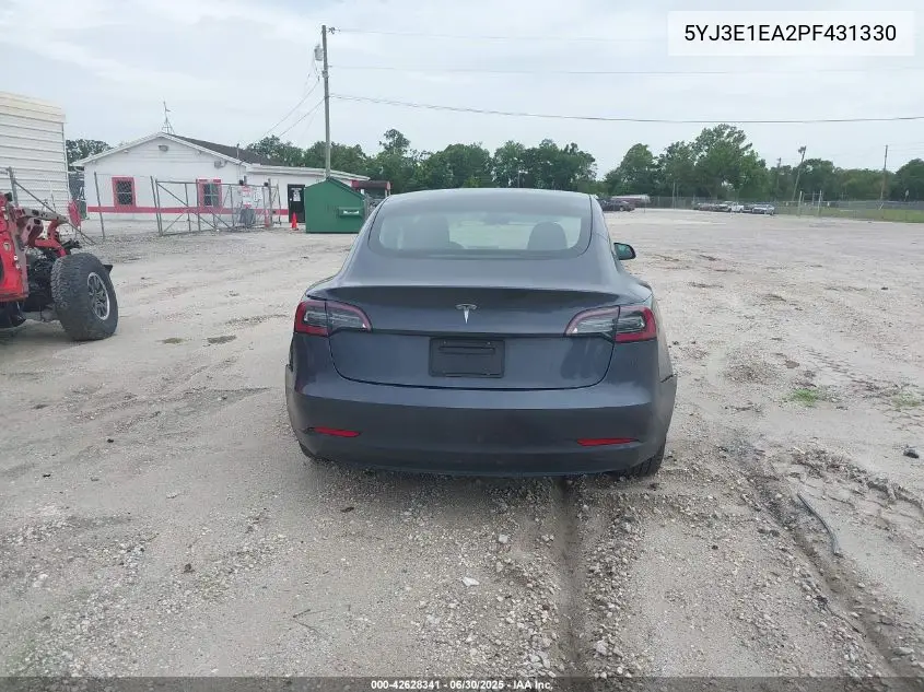 2023 Tesla Model 3 Rear-Wheel Drive VIN: 5YJ3E1EA2PF431330 Lot: 42628341