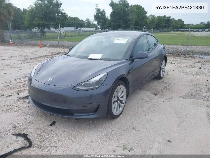 2023 Tesla Model 3 Rear-Wheel Drive VIN: 5YJ3E1EA2PF431330 Lot: 42628341