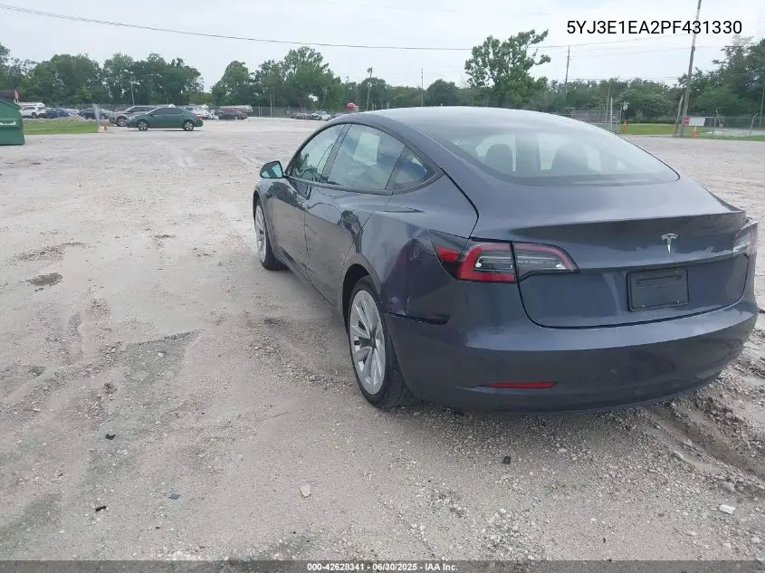 2023 Tesla Model 3 Rear-Wheel Drive VIN: 5YJ3E1EA2PF431330 Lot: 42628341