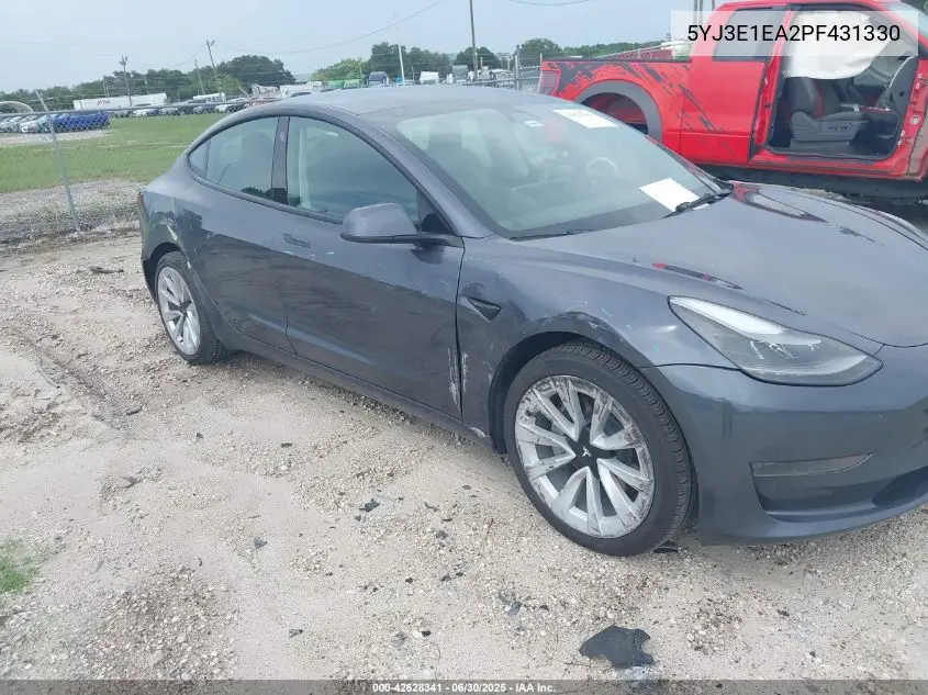 2023 Tesla Model 3 Rear-Wheel Drive VIN: 5YJ3E1EA2PF431330 Lot: 42628341