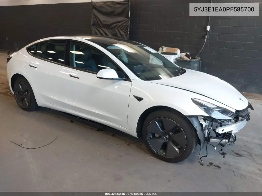2023 Tesla Model 3 Rear-Wheel Drive VIN: 5YJ3E1EA0PF585700 Lot: 42634136