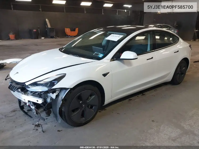 2023 Tesla Model 3 Rear-Wheel Drive VIN: 5YJ3E1EA0PF585700 Lot: 42634136