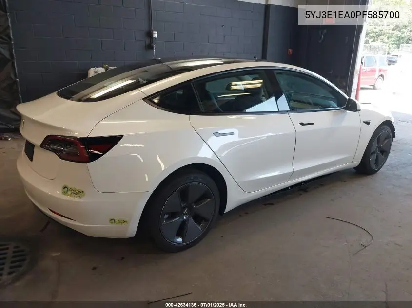 2023 Tesla Model 3 Rear-Wheel Drive VIN: 5YJ3E1EA0PF585700 Lot: 42634136