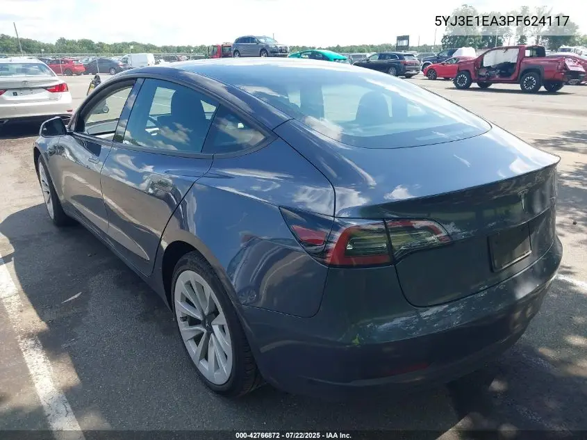 2023 Tesla Model 3 Rear-Wheel Drive VIN: 5YJ3E1EA3PF624117 Lot: 42766872
