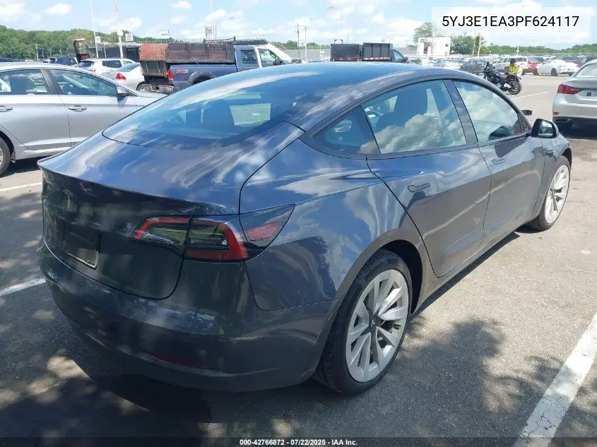 2023 Tesla Model 3 Rear-Wheel Drive VIN: 5YJ3E1EA3PF624117 Lot: 42766872