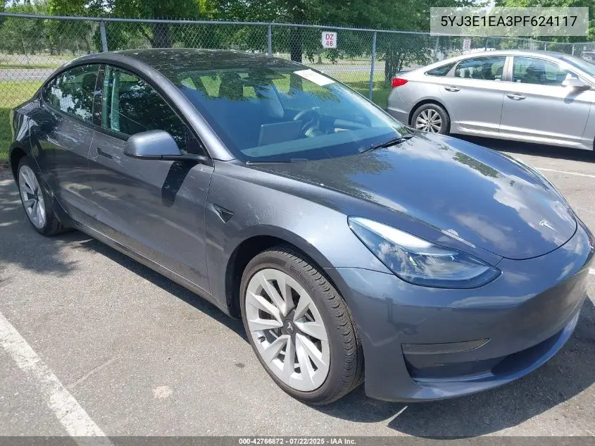 2023 Tesla Model 3 Rear-Wheel Drive VIN: 5YJ3E1EA3PF624117 Lot: 42766872