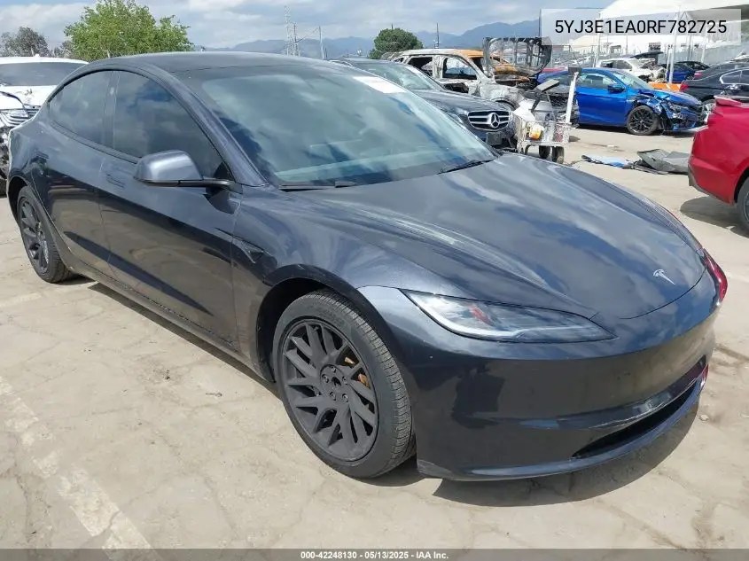 2024 Tesla Model 3 Long Range Dual Motor All-Wheel Drive/Rear-Wheel Drive VIN: 5YJ3E1EA0RF782725 Lot: 42248130