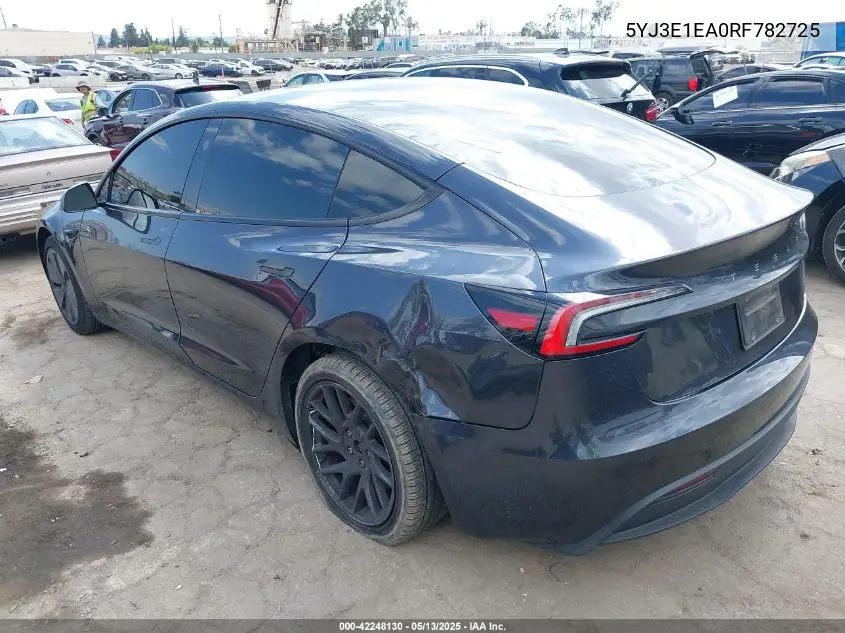 2024 Tesla Model 3 Long Range Dual Motor All-Wheel Drive/Rear-Wheel Drive VIN: 5YJ3E1EA0RF782725 Lot: 42248130