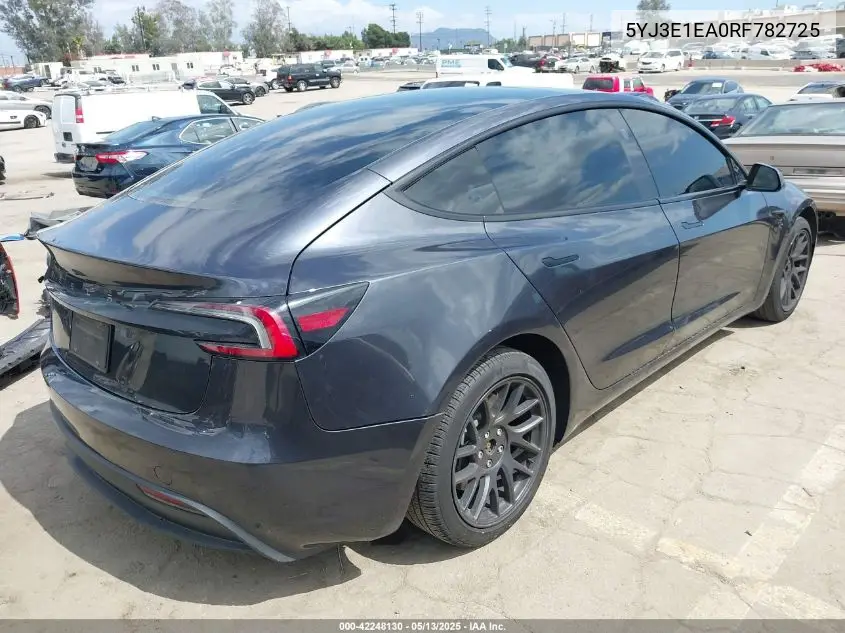 2024 Tesla Model 3 Long Range Dual Motor All-Wheel Drive/Rear-Wheel Drive VIN: 5YJ3E1EA0RF782725 Lot: 42248130