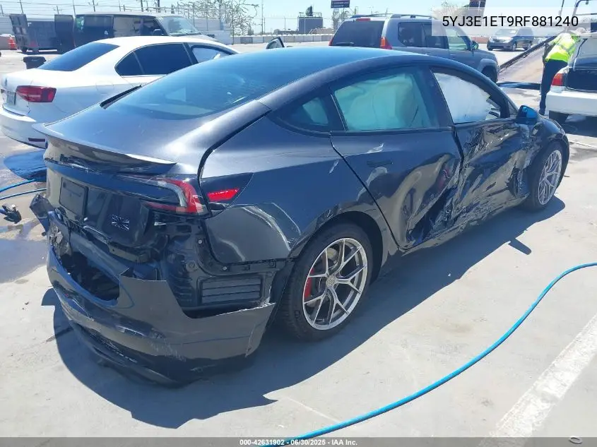 2024 Tesla Model 3 Performance All-Wheel Drive VIN: 5YJ3E1ET9RF881240 Lot: 42631902