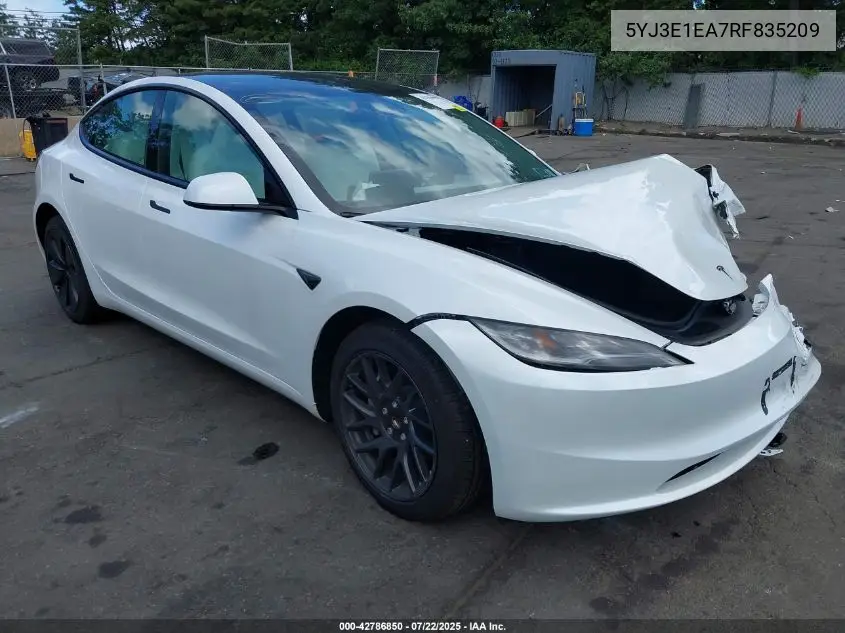 2024 Tesla Model 3 Long Range Dual Motor All-Wheel Drive/Rear-Wheel Drive VIN: 5YJ3E1EA7RF835209 Lot: 42786850