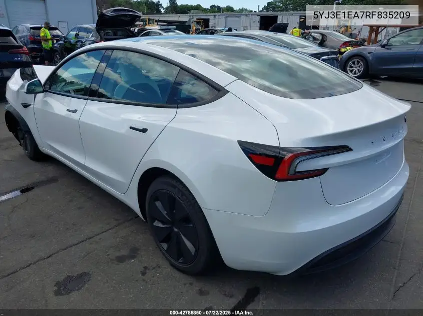 2024 Tesla Model 3 Long Range Dual Motor All-Wheel Drive/Rear-Wheel Drive VIN: 5YJ3E1EA7RF835209 Lot: 42786850