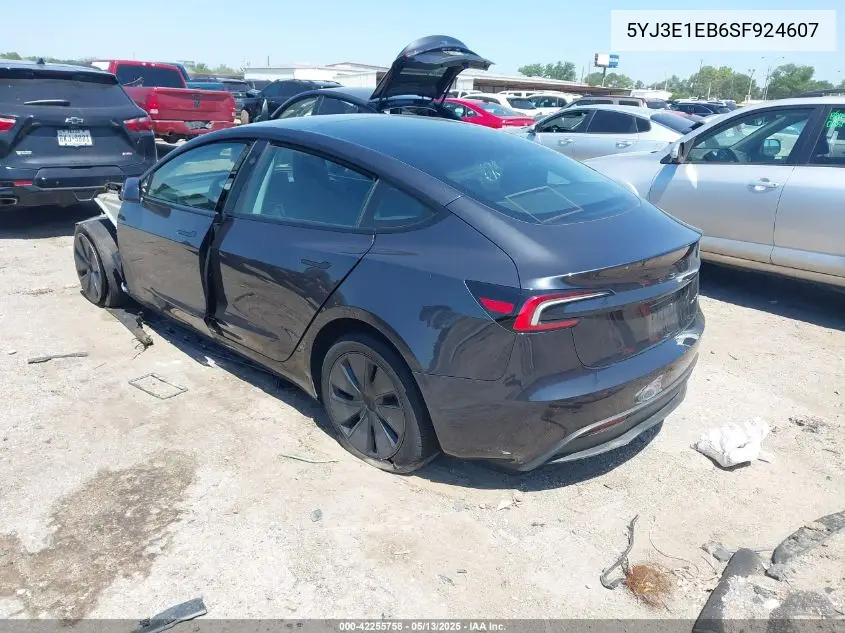 2025 Tesla Model 3 Long Range All-Wheel Drive VIN: 5YJ3E1EB6SF924607 Lot: 42255758