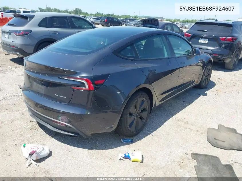 2025 Tesla Model 3 Long Range All-Wheel Drive VIN: 5YJ3E1EB6SF924607 Lot: 42255758
