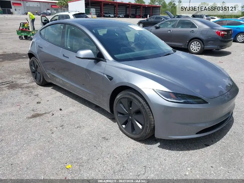 2025 Tesla Model 3 Long Range Rear-Wheel Drive VIN: 5YJ3E1EA6SF035121 Lot: 42600213