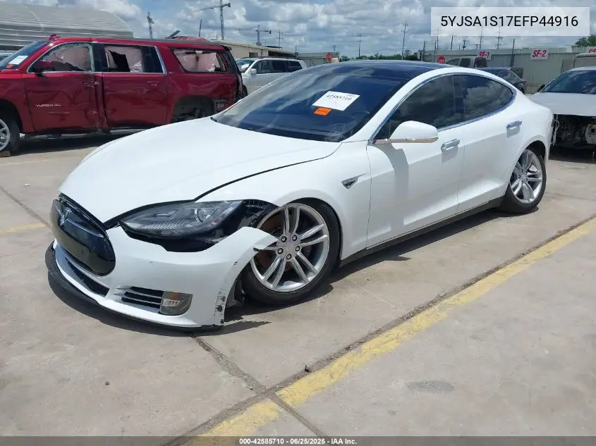2014 Tesla Model S VIN: 5YJSA1S17EFP44916 Lot: 42585710