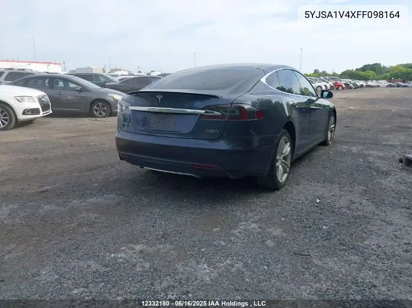 2015 Tesla Model S 85D/P85D VIN: 5YJSA1V4XFF098164 Lot: 12332180