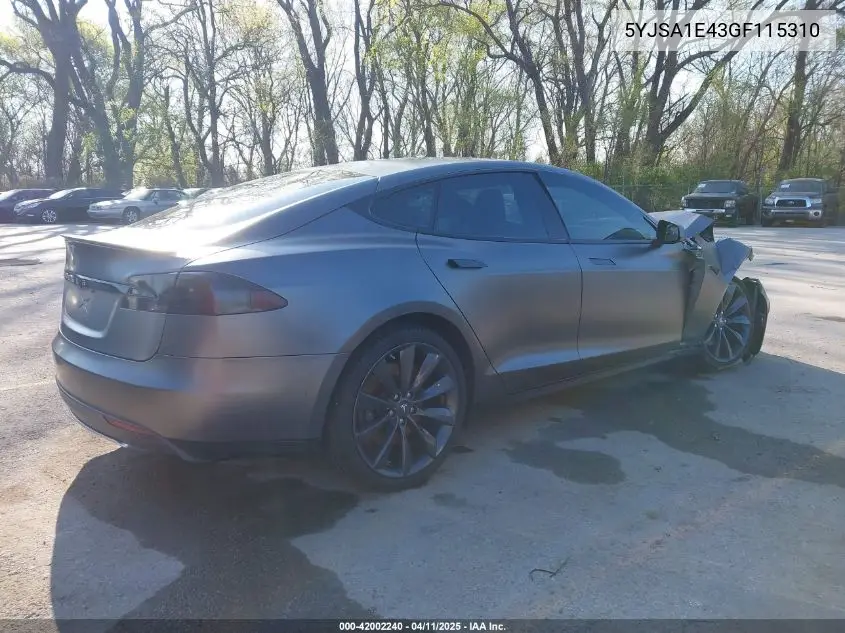 2016 Tesla Model S 90D/P100D/P85D/P90D VIN: 5YJSA1E43GF115310 Lot: 42002240