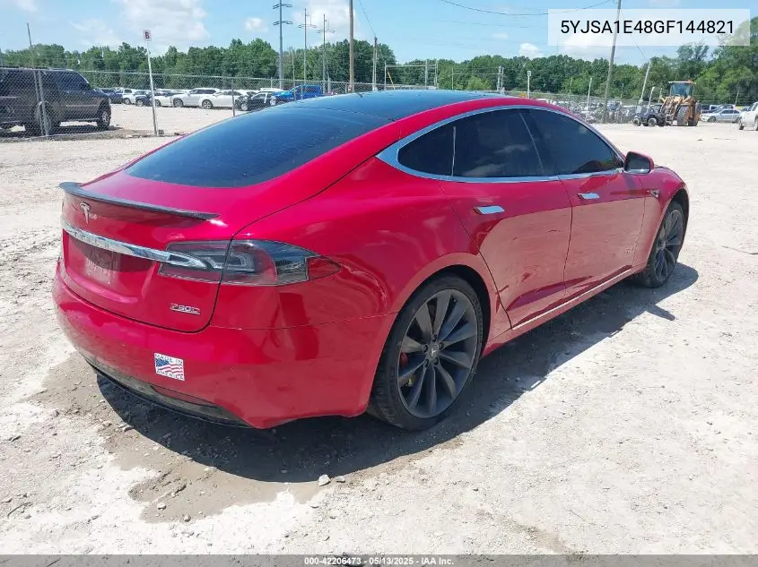 2016 Tesla Model S 90D/P100D/P85D/P90D VIN: 5YJSA1E48GF144821 Lot: 42206473