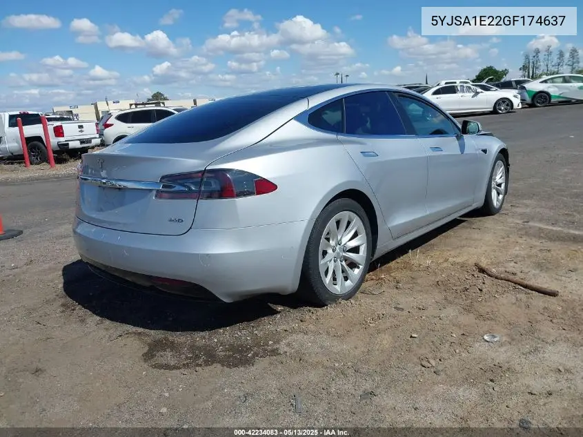 2016 Tesla Model S 60D/70D/75D/85D/90D VIN: 5YJSA1E22GF174637 Lot: 42234083