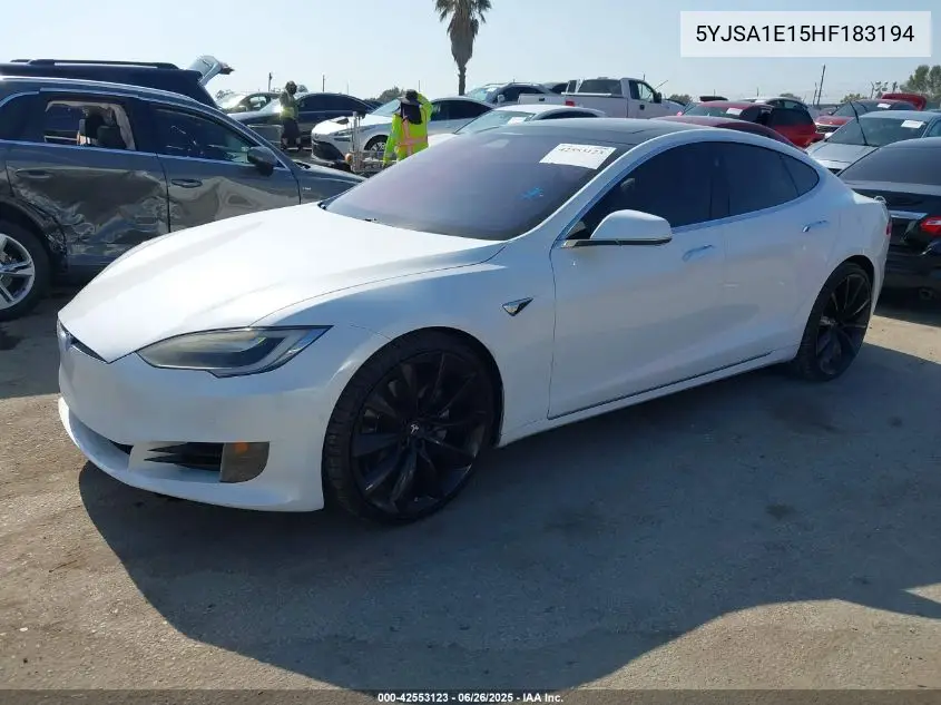 2017 Tesla Model S 60/75 VIN: 5YJSA1E15HF183194 Lot: 42553123