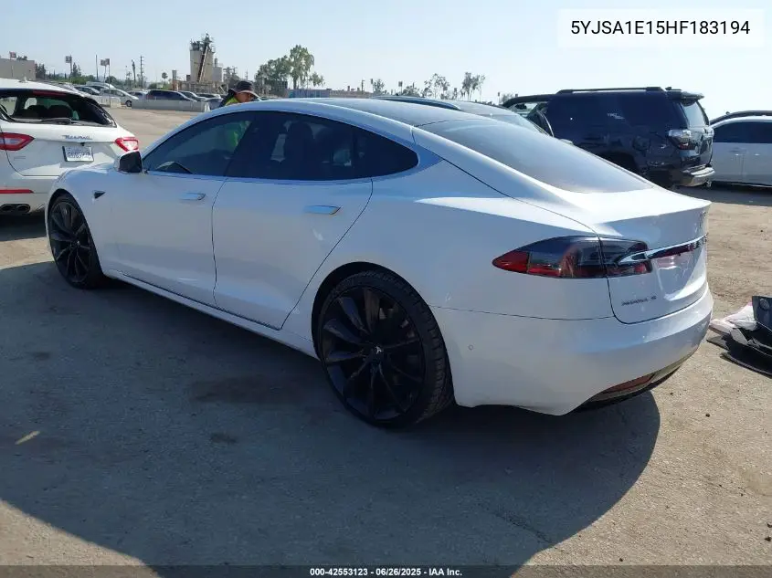 2017 Tesla Model S 60/75 VIN: 5YJSA1E15HF183194 Lot: 42553123