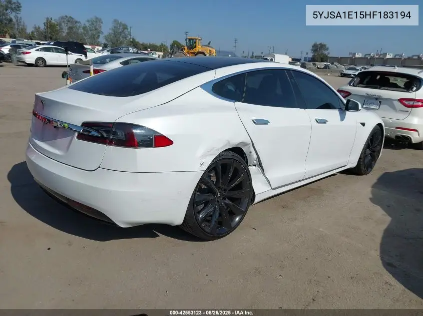 2017 Tesla Model S 60/75 VIN: 5YJSA1E15HF183194 Lot: 42553123