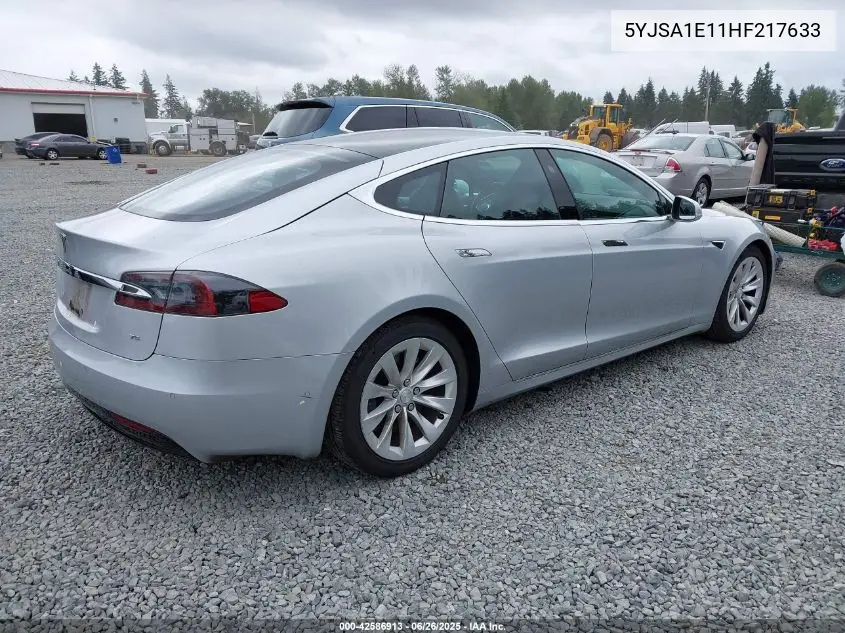 2017 Tesla Model S 60/75 VIN: 5YJSA1E11HF217633 Lot: 42586913