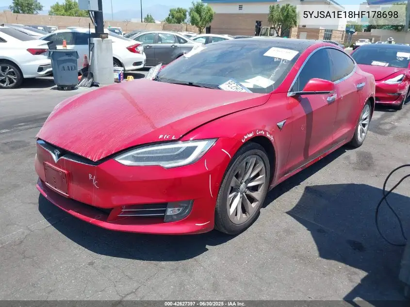 2017 Tesla Model S 60/75 VIN: 5YJSA1E18HF178698 Lot: 42627397